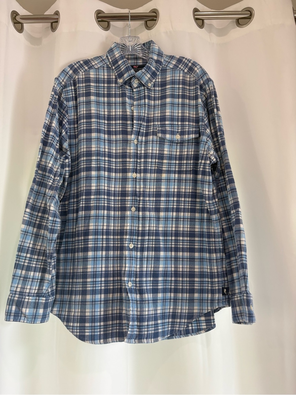 Vineyard Vines Light and Navy Blue Plaid Button-Down Shirt